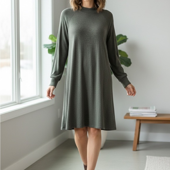 love, Fire Dresses & Skirts - love, Fire Olive Long Sleeve Dress
